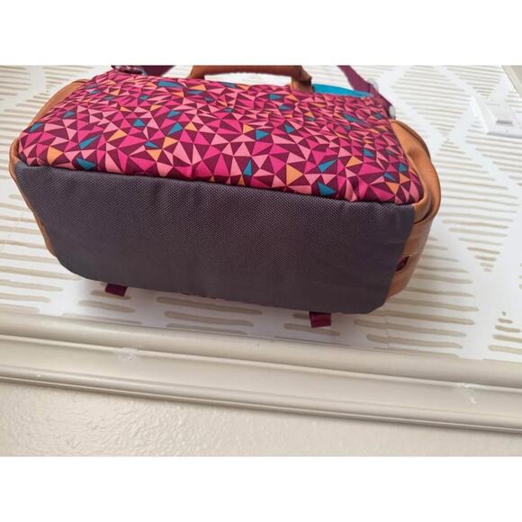 Garnet Hill Kids Maroon Geometric Print Eco Messenger Book School Travel Bag - Picture 6 of 7